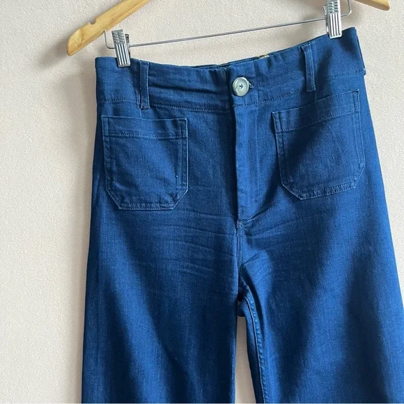 Anthropologie The Colette Denim Cropped Wide-Leg Jeans by Maeve Minimalist in 28 - Picture 6 of 14